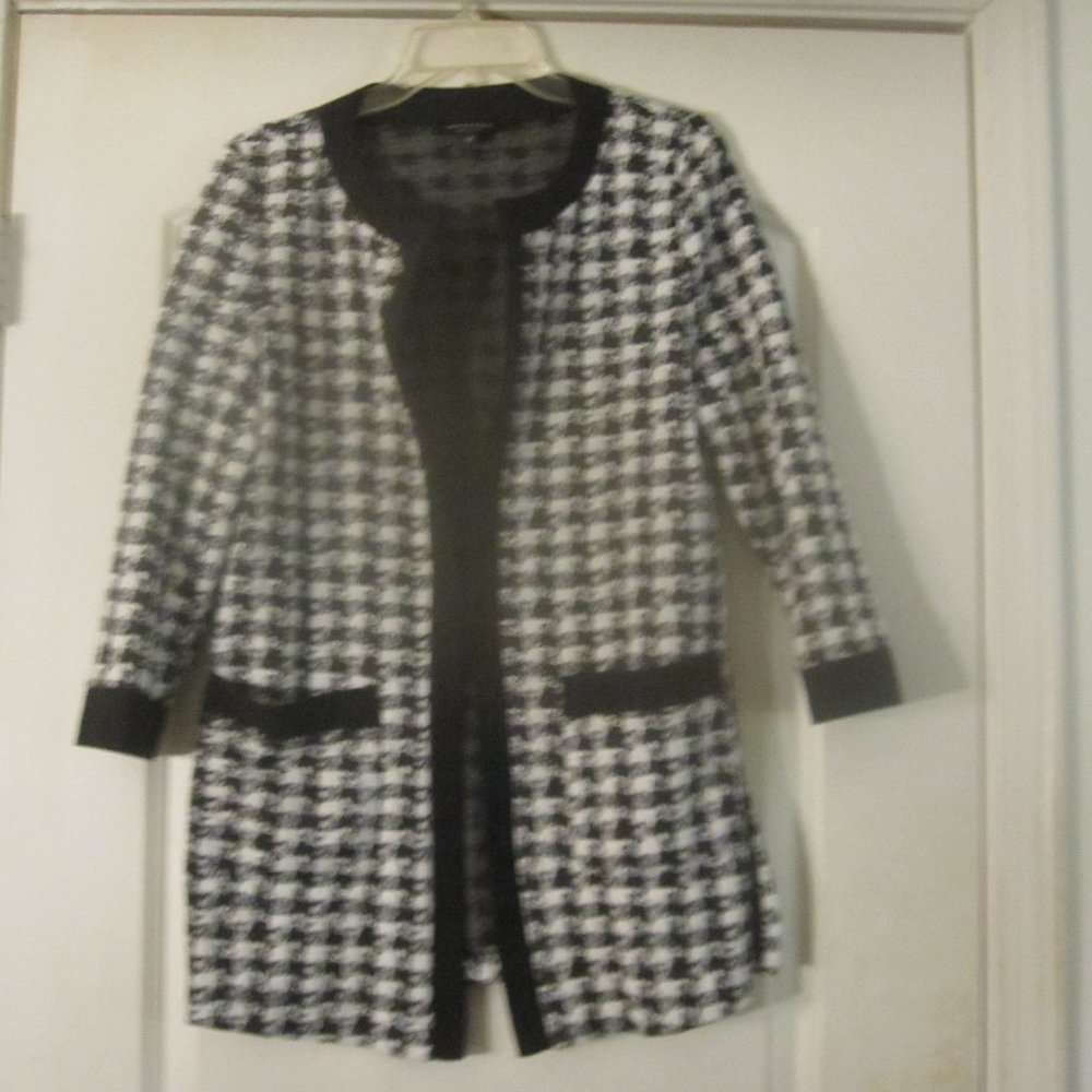 Ingredients Petite Women's Black & White Herringbone Blazer Size Medium Petite.
